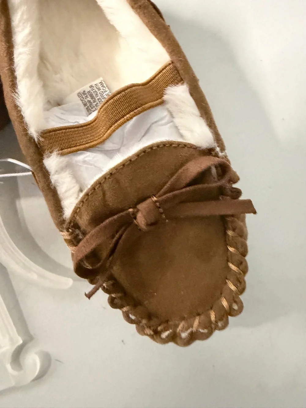 Cat and Jack size 7 Kids Brown Faux-Suede Moccasin - Cozy Lined nwt
